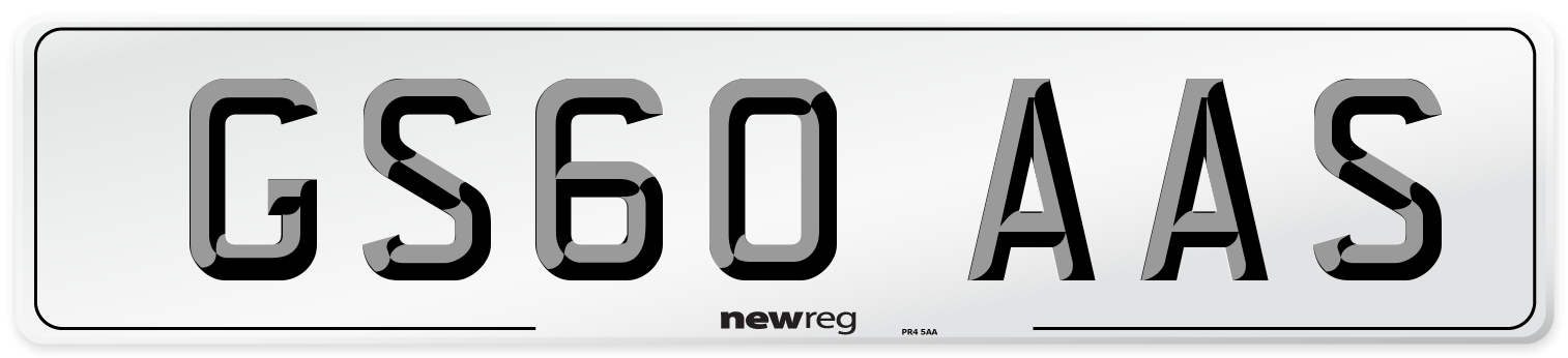 GS60 AAS Number Plate from New Reg